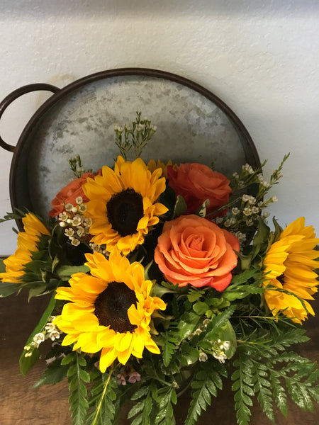 Autumn Sunflowers on sunset